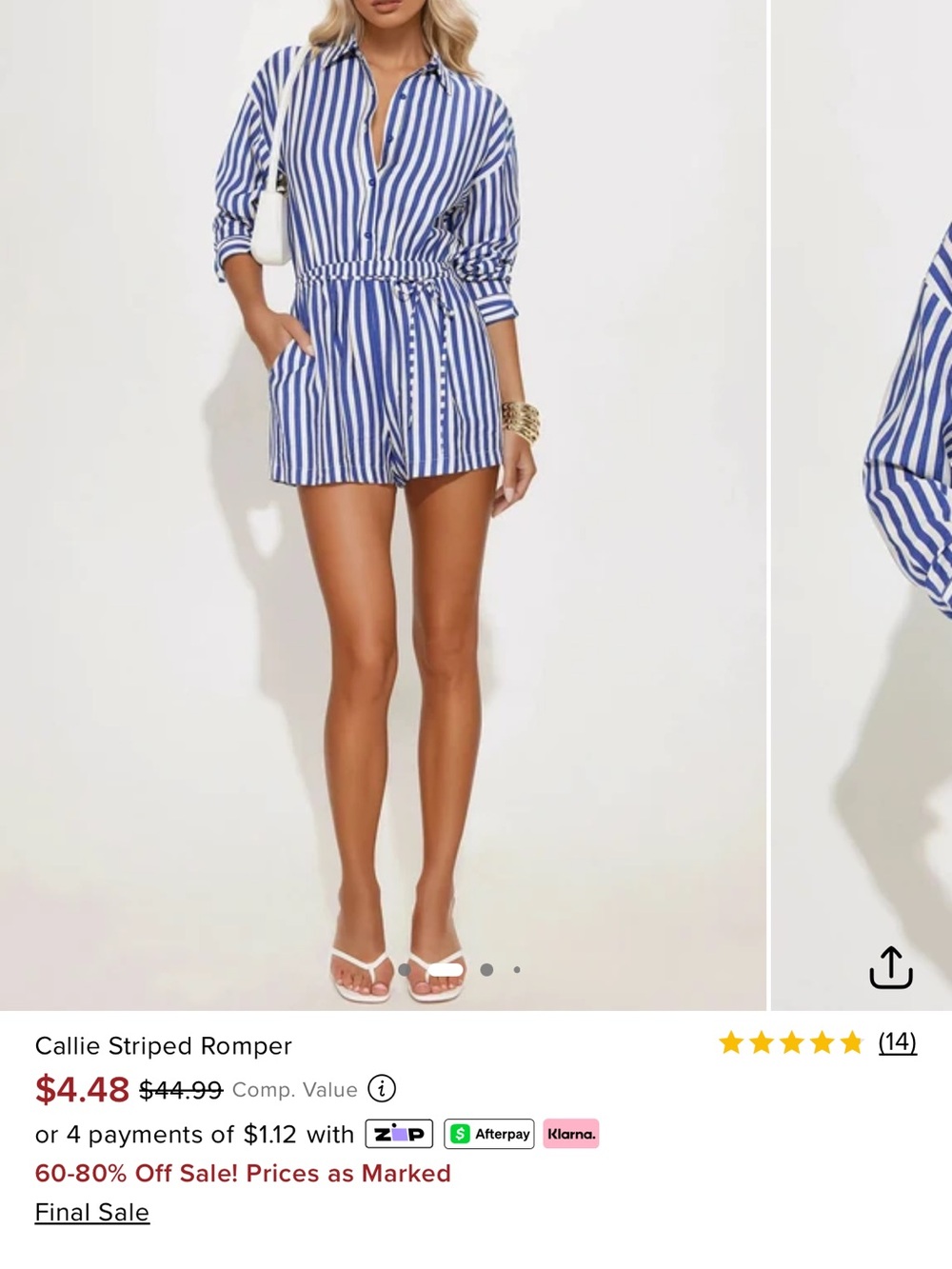 Fashion nova Blue & White Striped Romper